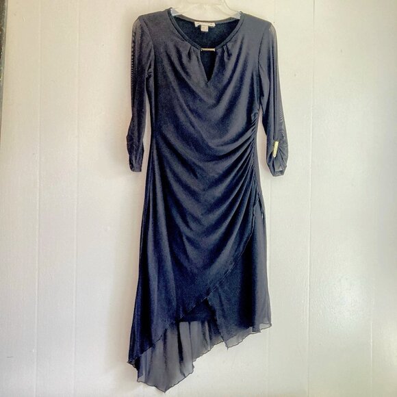 Joseph Ribkoff Dress Black  Asymmetrical Witchy Whimsigoth Dressy Party Sz 6 - Picture 1 of 13